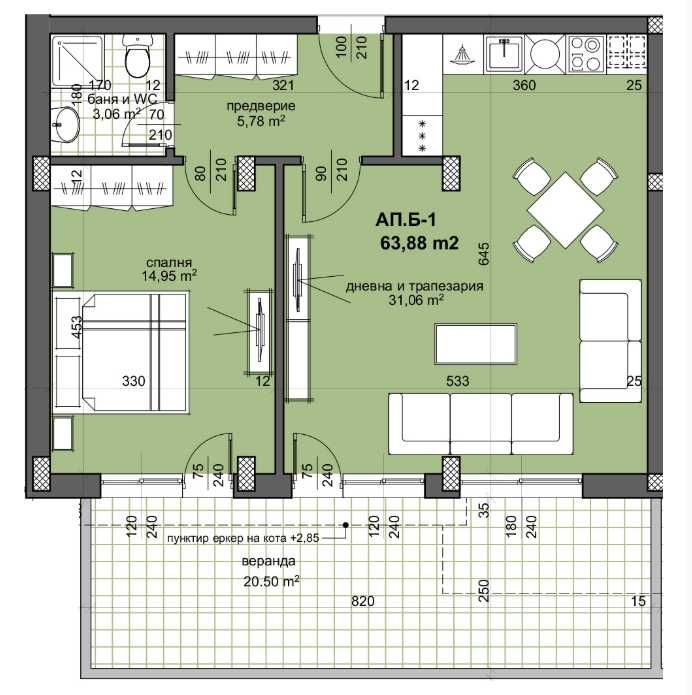 Двустаен апартамент в Пловдив, Остромила - 74 кв.м за 787 €/кв.м - Снимка #1