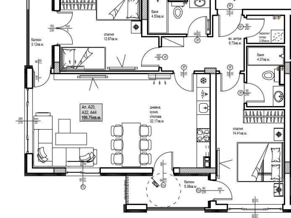 Тристаен апартамент в Пловдив, Христо Смирненски - 116 кв.м за 924 €/кв.м - Снимка #1