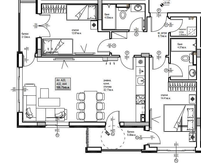 Тристаен апартамент в Пловдив, Христо Смирненски - 116 кв.м за 924 €/кв.м - Снимка #1