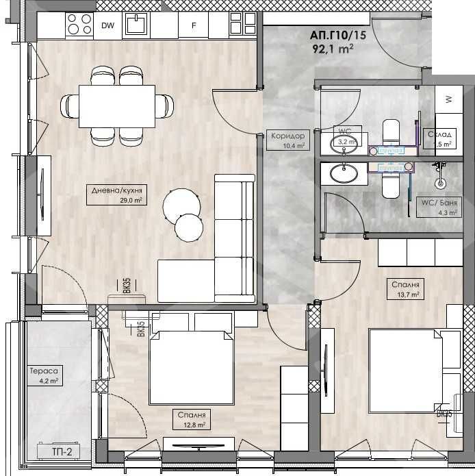 Двустаен апартамент в Пловдив, Кършияка - 103 кв.м за 1087 €/кв.м - Снимка #1