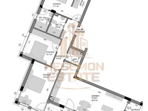 Четиристаен апартамент в Варна, Владислав Варненчик - 128 кв.м за 1094 €/кв.м - Снимка #1