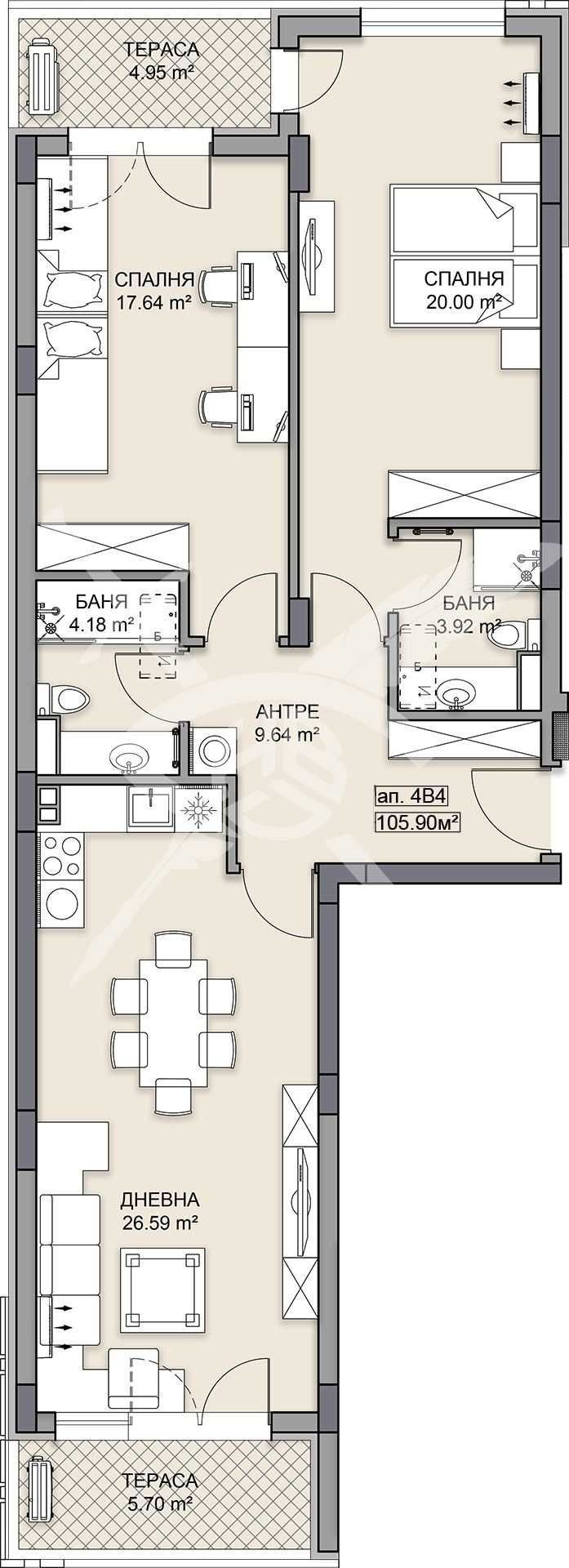 Тристаен апартамент в Пловдив, Кършияка - 124 кв.м за 618 €/кв.м - Снимка #1