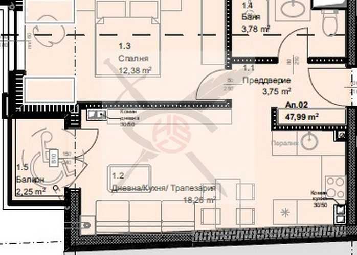 Двустаен апартамент в София, Овча купел - 57 кв.м за 1809 €/кв.м - Снимка #1