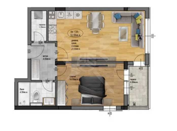 Двустаен апартамент в Пловдив, Остромила - 74 кв.м за 941 €/кв.м - Снимка #1