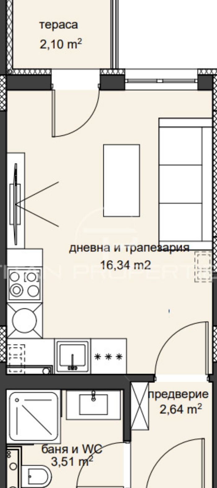 Едностаен апартамент в Пазарджик, Идеален център - 36 кв.м за 1488 €/кв.м - Снимка #1