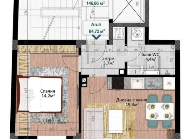 Двустаен апартамент в Пловдив, Кършияка - 93 кв.м за 960 €/кв.м - Снимка #1