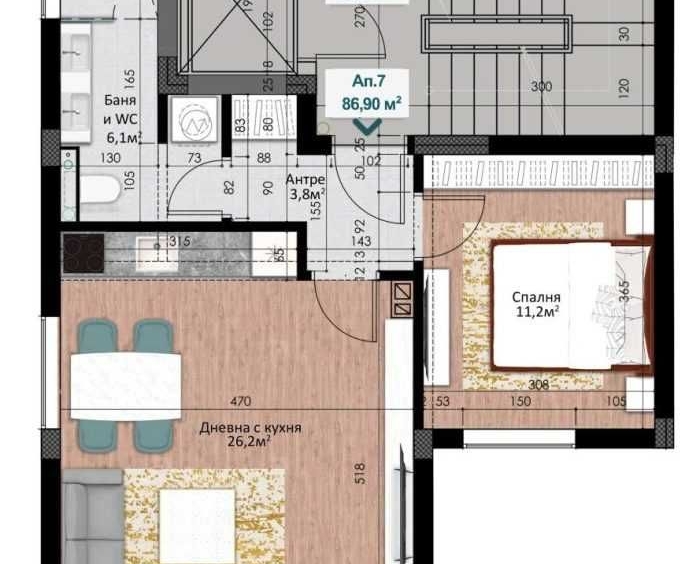 Двустаен апартамент в Пловдив, Кършияка - 86 кв.м за 1213 €/кв.м - Снимка #1