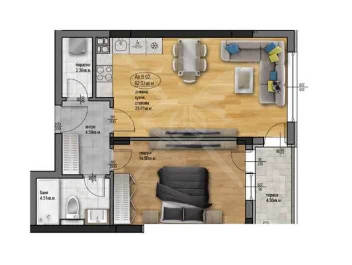 Двустаен апартамент в Пловдив, Остромила - 73 кв.м за 943 €/кв.м - Снимка #1
