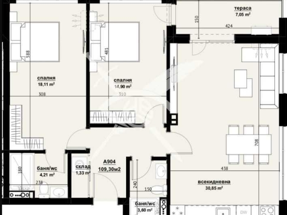Тристаен апартамент в Бургас, Изгрев - 109 кв.м за 1212 €/кв.м - Снимка #1