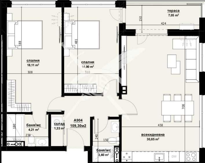 Тристаен апартамент в Бургас, Изгрев - 109 кв.м за 1212 €/кв.м - Снимка #1