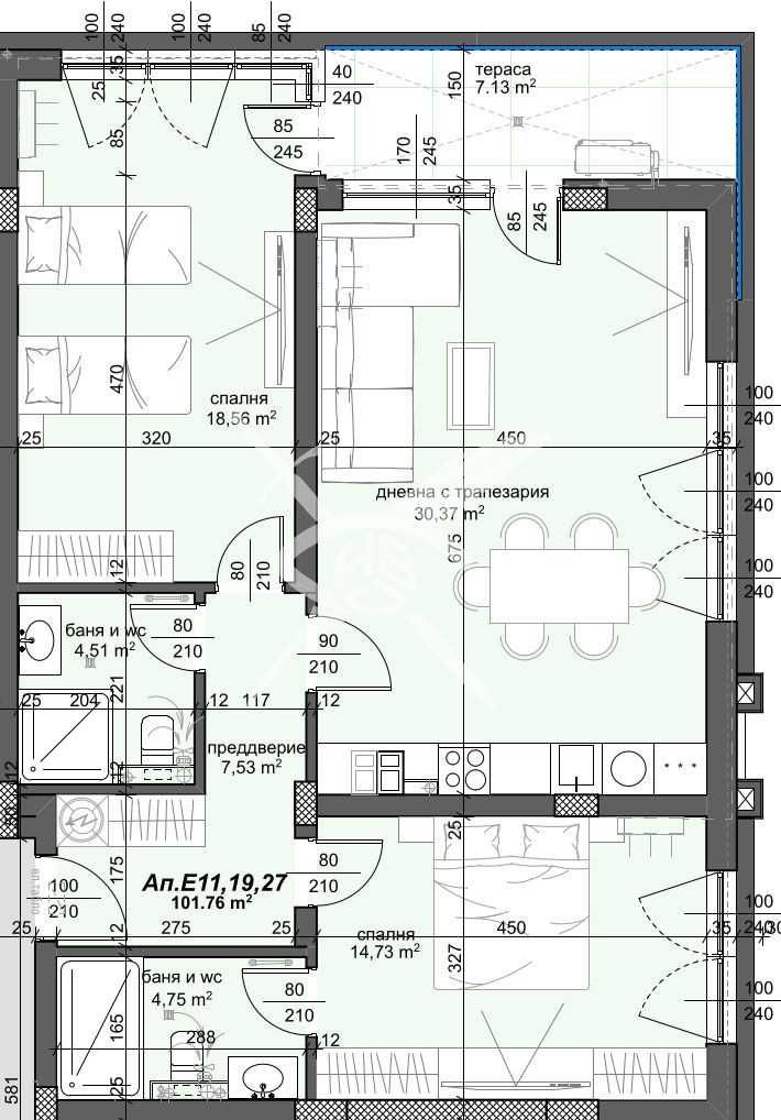 Тристаен апартамент в Пловдив, Тракия - 125 кв.м за 633 €/кв.м - Снимка #1