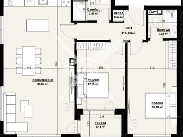 Тристаен апартамент в Бургас, Изгрев - 116 кв.м за 1113 €/кв.м - Снимка #1