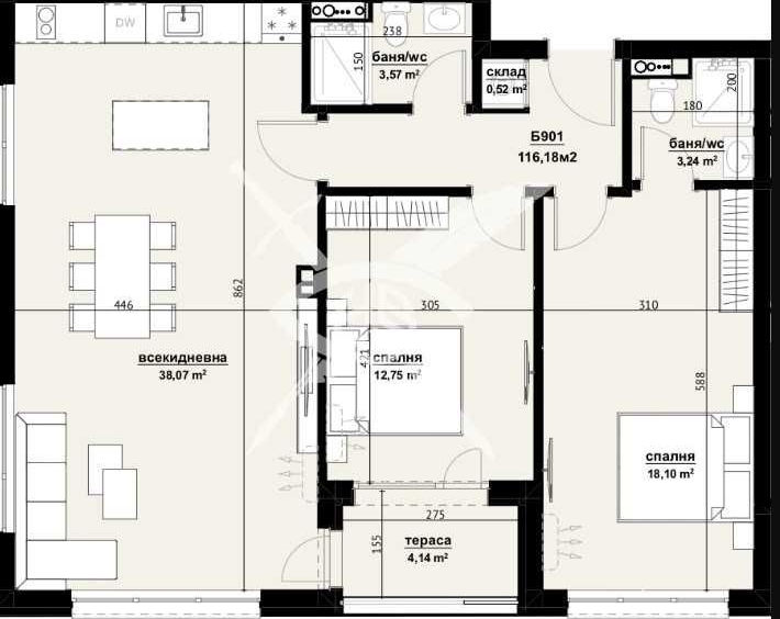 Тристаен апартамент в Бургас, Изгрев - 116 кв.м за 1113 €/кв.м - Снимка #1