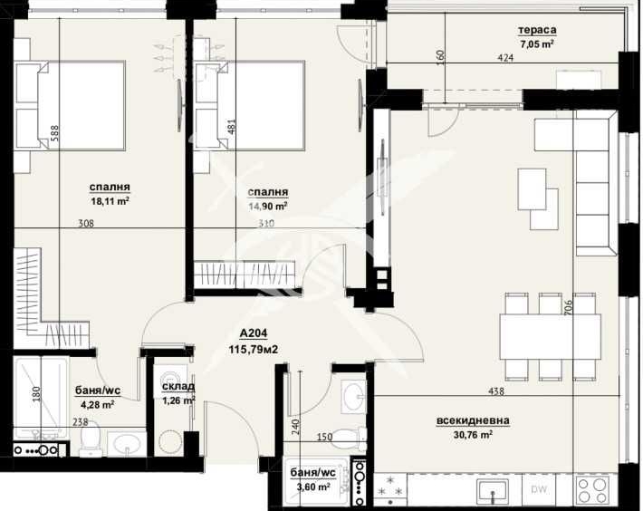 Тристаен апартамент в Бургас, Изгрев - 115 кв.м за 1122 €/кв.м - Снимка #1