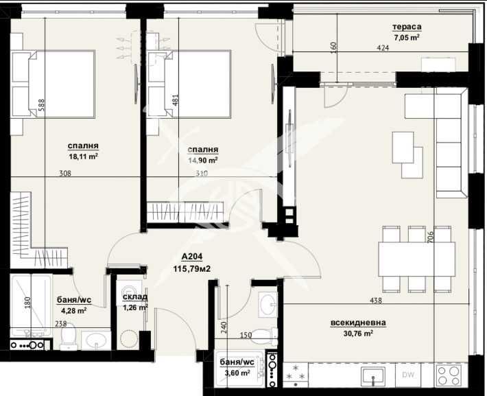 Тристаен апартамент в Бургас, Изгрев - 115 кв.м за 1122 €/кв.м - Снимка #1