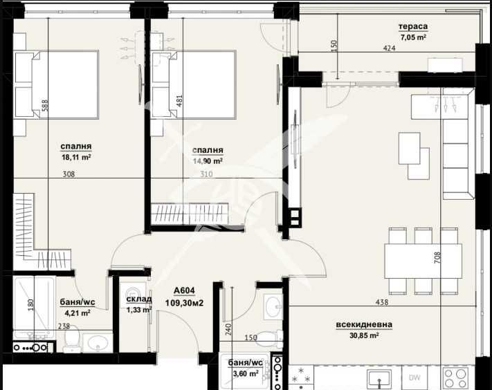 Тристаен апартамент в Бургас, Изгрев - 109 кв.м за 1267 €/кв.м - Снимка #1