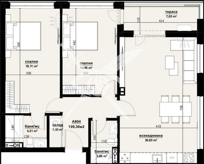 Тристаен апартамент в Бургас, Изгрев - 109 кв.м за 1267 €/кв.м - Снимка #1