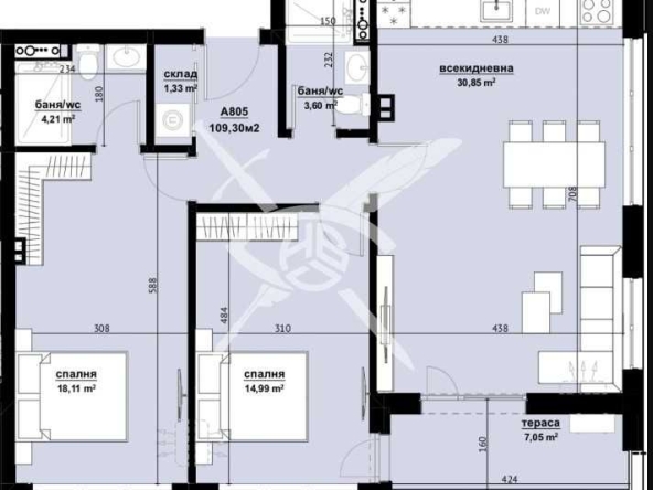 Тристаен апартамент в Бургас, Изгрев - 109 кв.м за 1267 €/кв.м - Снимка #1