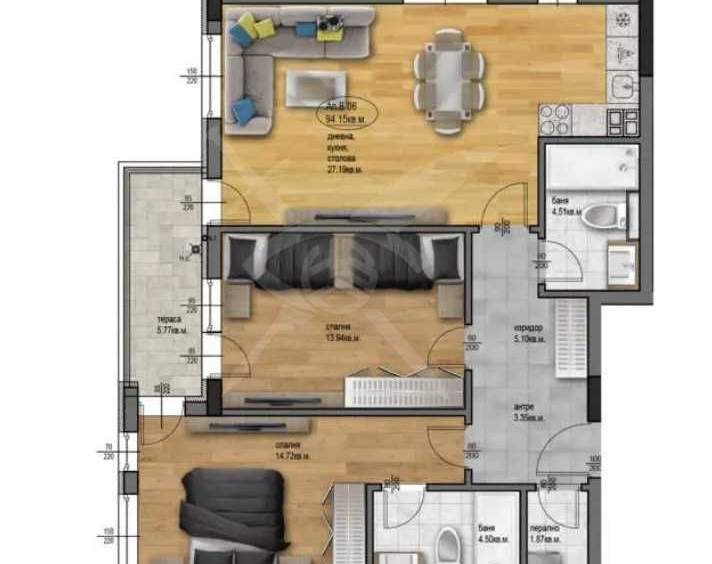 Тристаен апартамент в Пловдив, Остромила - 110 кв.м за 476 €/кв.м - Снимка #1