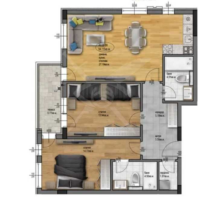 Тристаен апартамент в Пловдив, Остромила - 110 кв.м за 476 €/кв.м - Снимка #1
