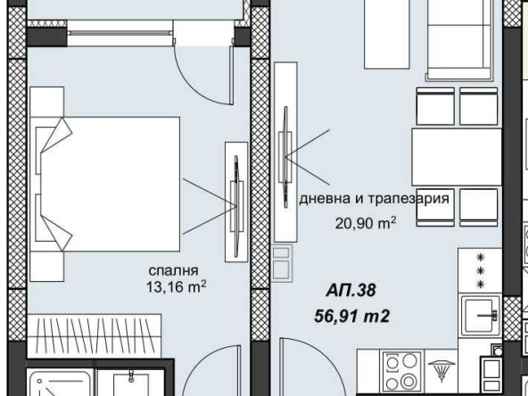 Двустаен апартамент в Пловдив, Христо Смирненски - 68 кв.м за 1265 €/кв.м - Снимка #1