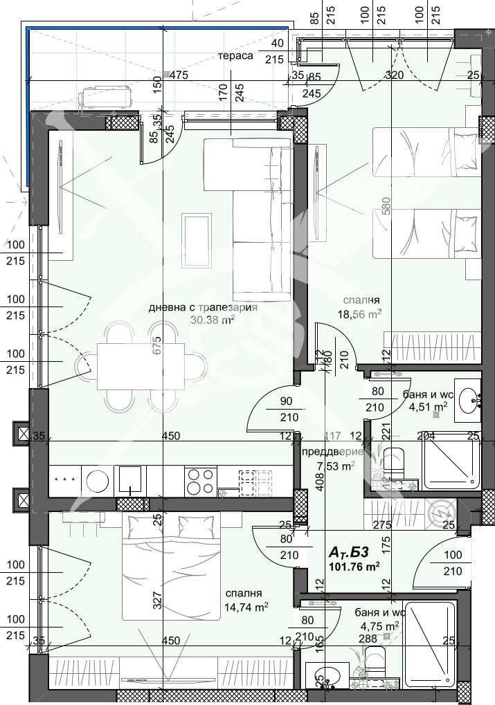 Тристаен апартамент в Пловдив, Тракия - 124 кв.м за 1401 €/кв.м - Снимка #1