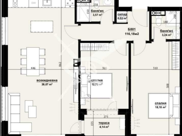 Тристаен апартамент в Бургас, Изгрев - 116 кв.м за 1164 €/кв.м - Снимка #1