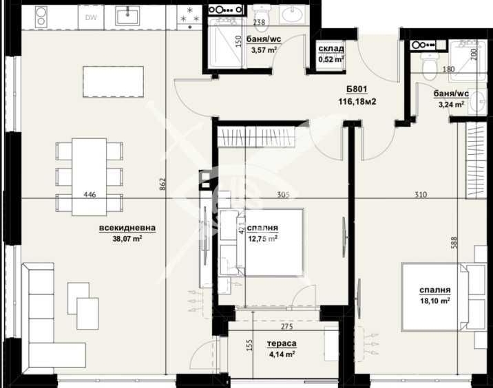 Тристаен апартамент в Бургас, Изгрев - 116 кв.м за 1164 €/кв.м - Снимка #1