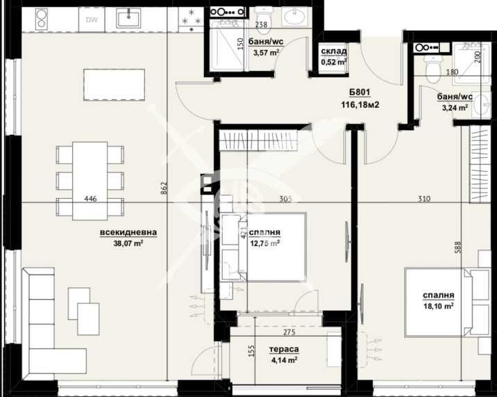 Тристаен апартамент в Бургас, Изгрев - 116 кв.м за 1164 €/кв.м - Снимка #1
