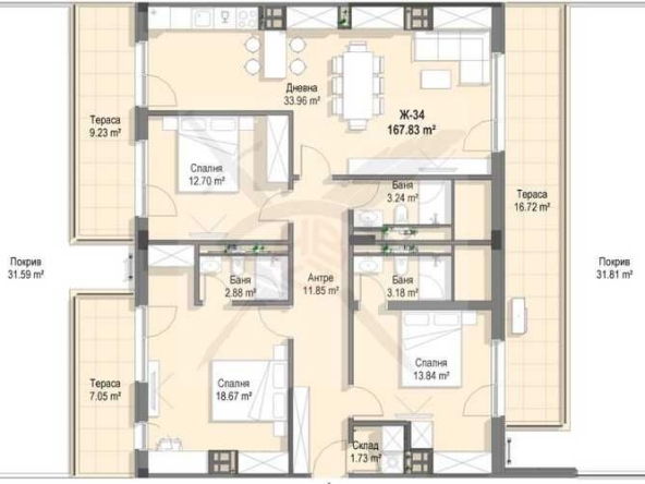 Четиристаен апартамент в София, Кръстова вада - 261 кв.м за 1160 €/кв.м - Снимка #1