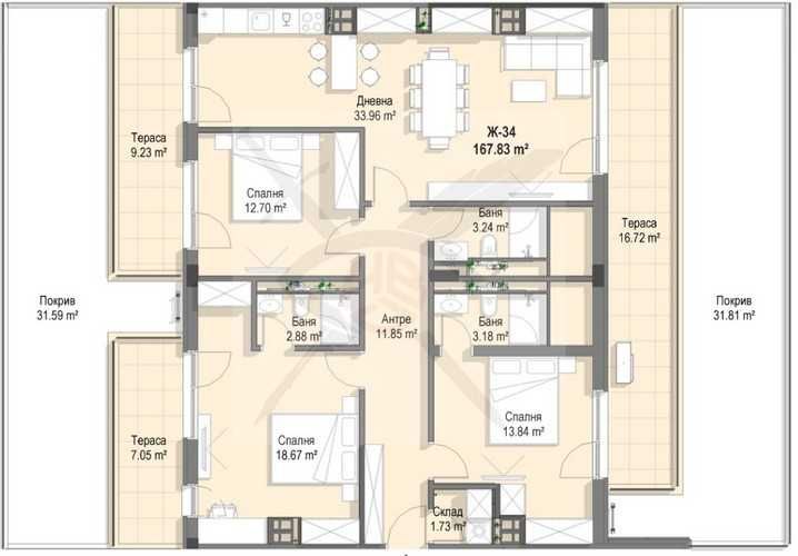 Четиристаен апартамент в София, Кръстова вада - 261 кв.м за 1160 €/кв.м - Снимка #1