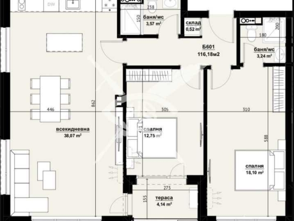 Тристаен апартамент в Бургас, Изгрев - 116 кв.м за 1164 €/кв.м - Снимка #1