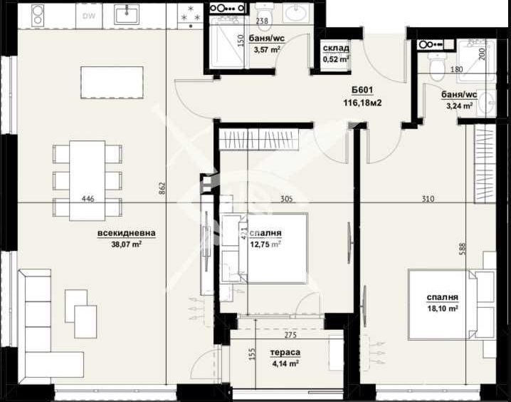 Тристаен апартамент в Бургас, Изгрев - 116 кв.м за 1164 €/кв.м - Снимка #1