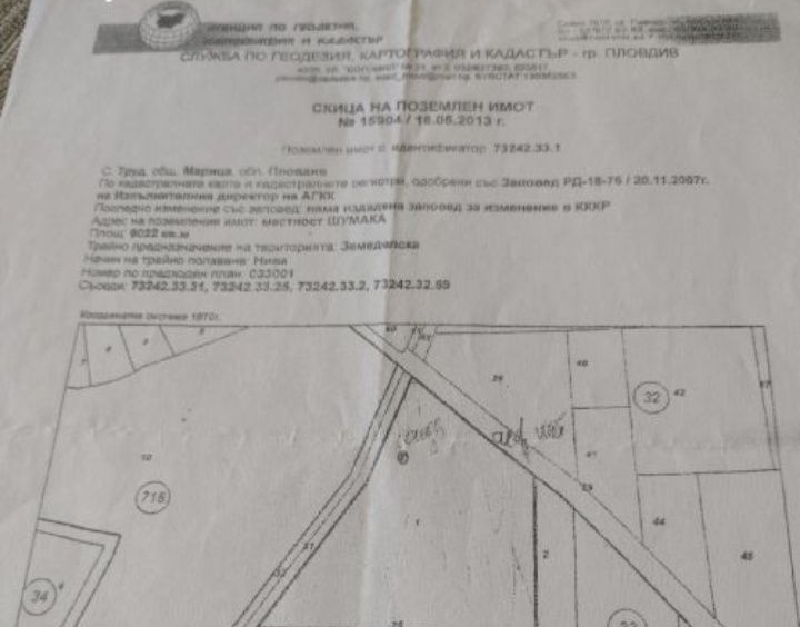Земеделски имот в с. Труд, Област Пловдив -  кв.м за 23 €/дка - Снимка #1