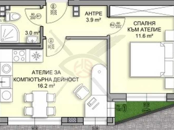 Ателие в София, Дървеница - 56 кв.м за 1944 €/кв.м - Снимка #1