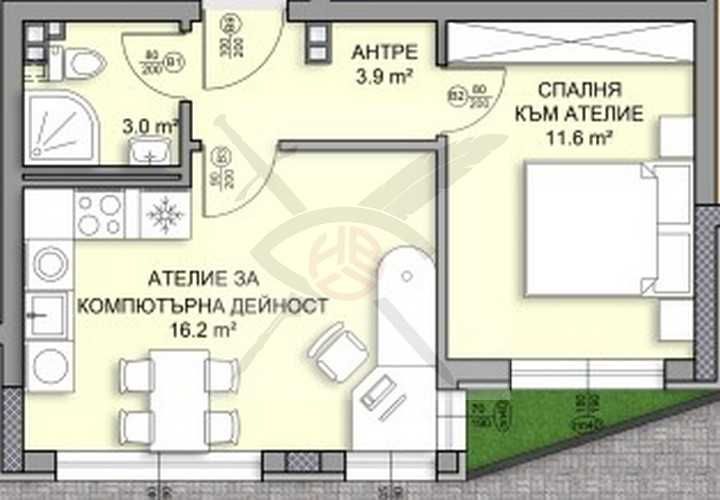 Двустаен апартамент в София, Дървеница - 56 кв.м за 1944 €/кв.м - Снимка #1
