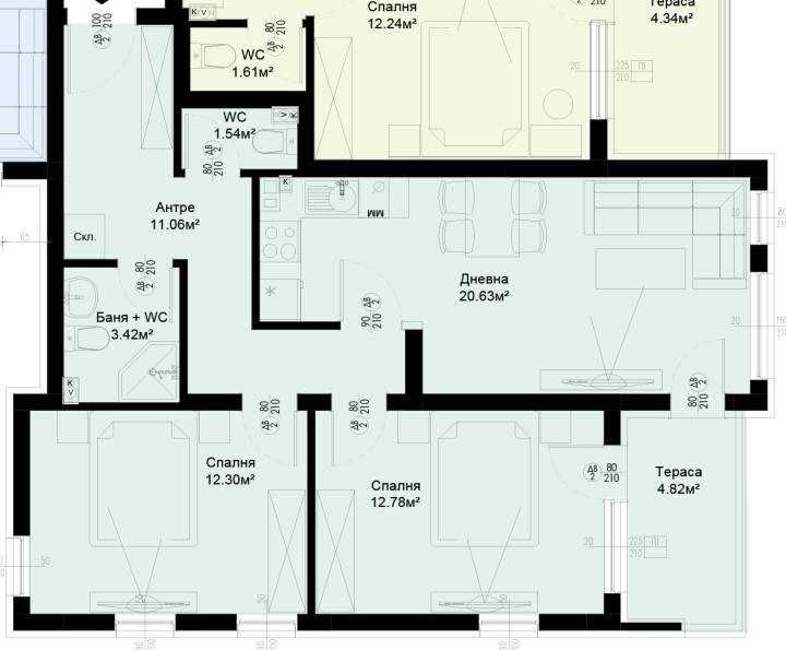 Тристаен апартамент в Пловдив, Остромила - 88 кв.м за 1080 €/кв.м - Снимка #1