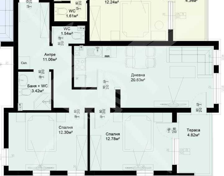 Тристаен апартамент в Пловдив, Остромила - 88 кв.м за 949 €/кв.м - Снимка #1