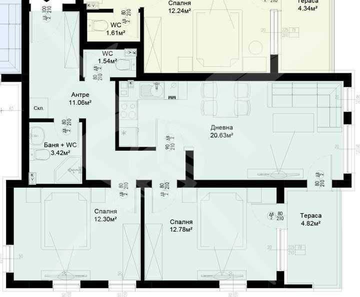 Тристаен апартамент в Пловдив, Остромила - 88 кв.м за 949 €/кв.м - Снимка #1