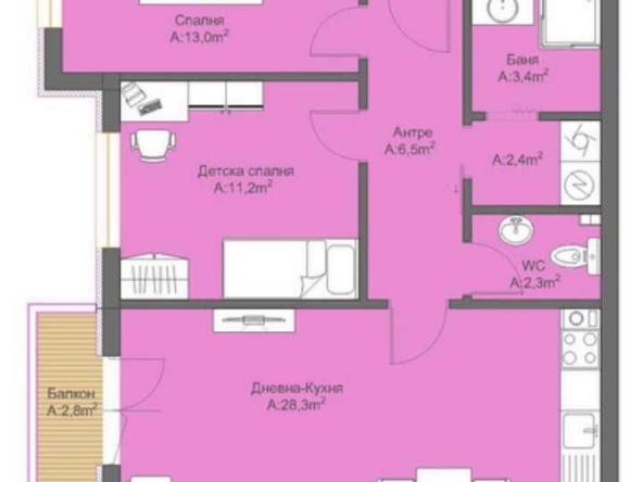 Двустаен апартамент в Велинград - 69 кв.м за 485 €/кв.м - Снимка #1