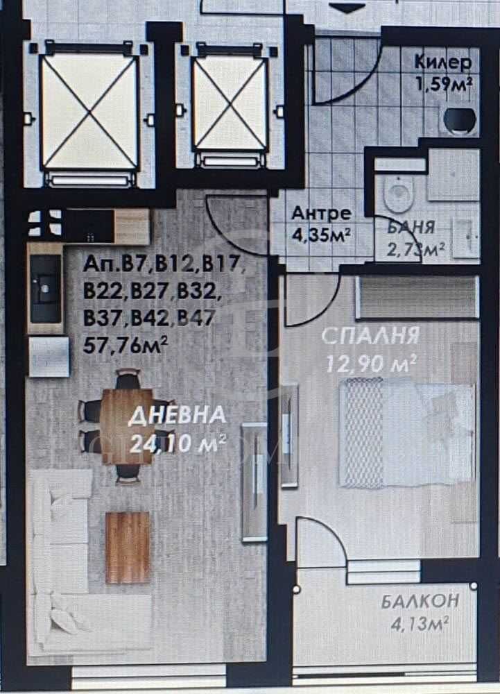 Двустаен апартамент в Пловдив, Гагарин - 66 кв.м за 1406 €/кв.м - Снимка #1