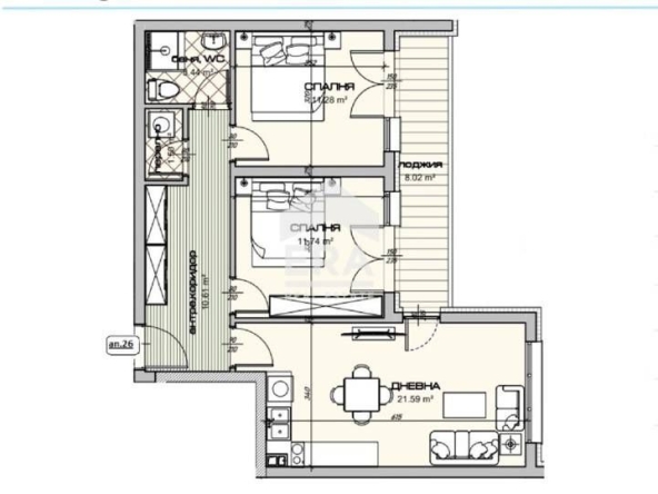 Тристаен апартамент в Варна, Владислав Варненчик - 102 кв.м за 1162 €/кв.м - Снимка #1