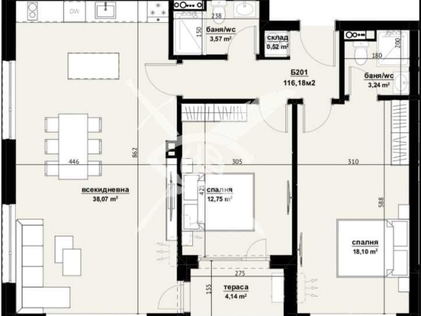 Тристаен апартамент в Бургас, Изгрев - 116 кв.м за 1121 €/кв.м - Снимка #1