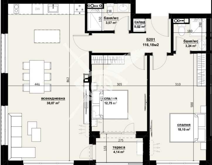 Тристаен апартамент в Бургас, Изгрев - 116 кв.м за 1121 €/кв.м - Снимка #1