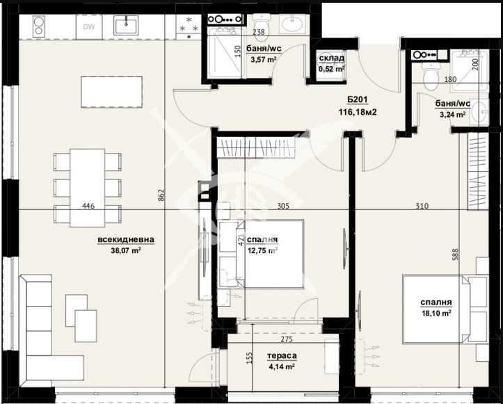 Тристаен апартамент в Бургас, Изгрев - 116 кв.м за 1121 €/кв.м - Снимка #1