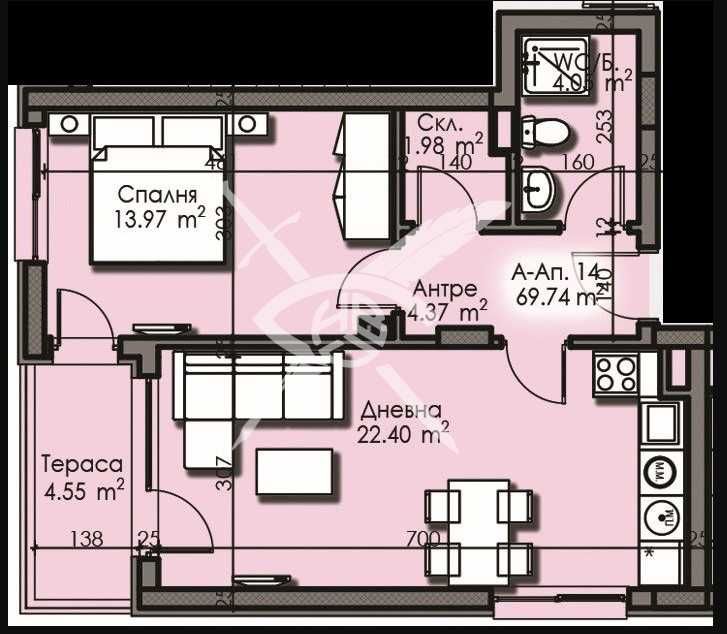 Двустаен апартамент в Бургас, Изгрев - 69 кв.м за 1264 €/кв.м - Снимка #1