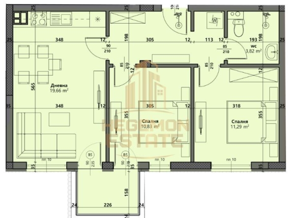 Тристаен апартамент в Варна, Виница - 86 кв.м за 1128 €/кв.м - Снимка #1