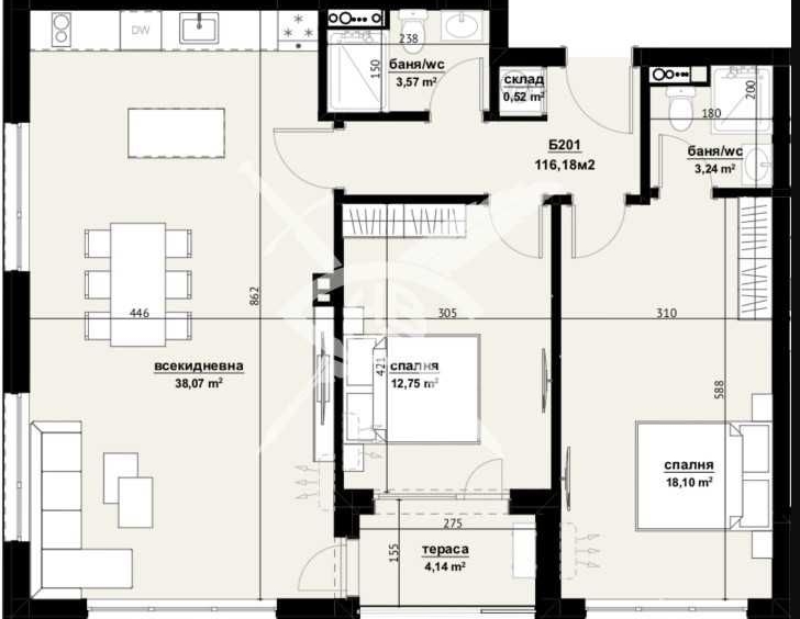 Тристаен апартамент в Бургас, Изгрев - 116 кв.м за 1121 €/кв.м - Снимка #1