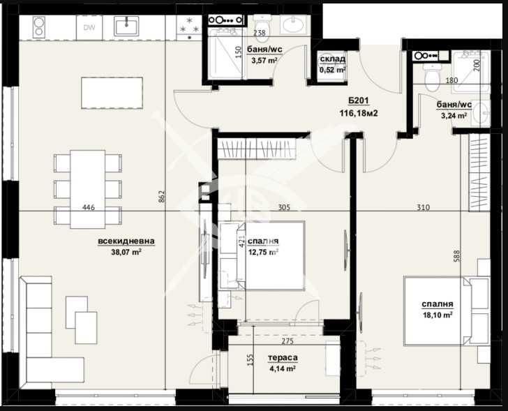 Тристаен апартамент в Бургас, Изгрев - 116 кв.м за 1121 €/кв.м - Снимка #1