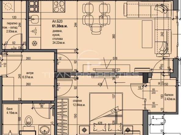 Двустаен апартамент в Пловдив, Христо Смирненски - 71 кв.м за 1339 €/кв.м - Снимка #1